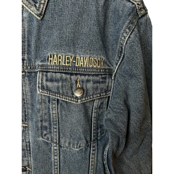 Vintage Harley Davidson Motorcycle Big Logo Denim Jacket Size M - Picture 9 of 16